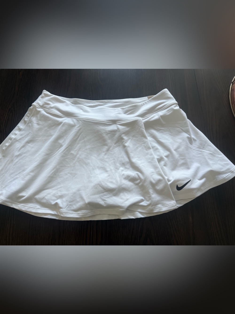 Nike White Athletic Tennis Skirt with Black Swoosh - NWT